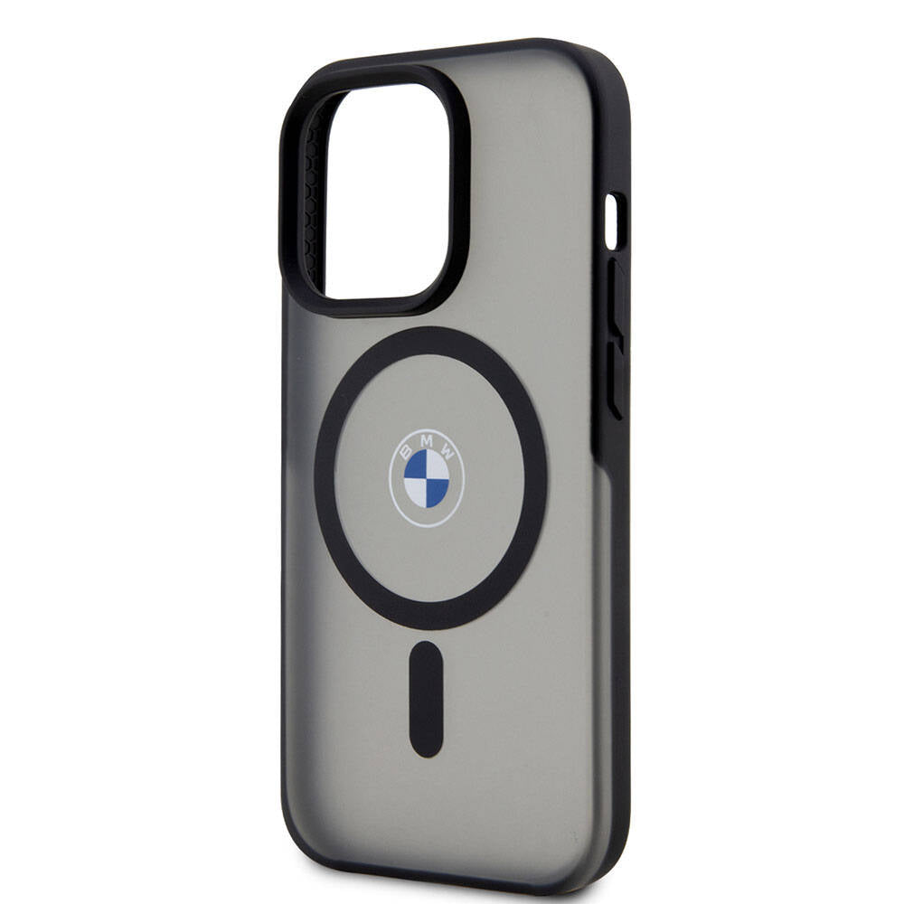 Apple iPhone 15 Pro Max Kılıf BMW Orjinal Lisanslı M-safe Şarj Özellikli IML Baskı Logolu Buzlu Mat Kapak Mavi