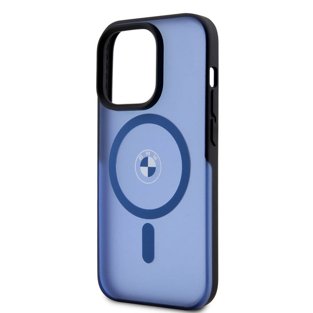 Apple iPhone 15 Pro Max Kılıf BMW Orjinal Lisanslı M-safe Şarj Özellikli IML Baskı Logolu Buzlu Mat Kapak Siyah