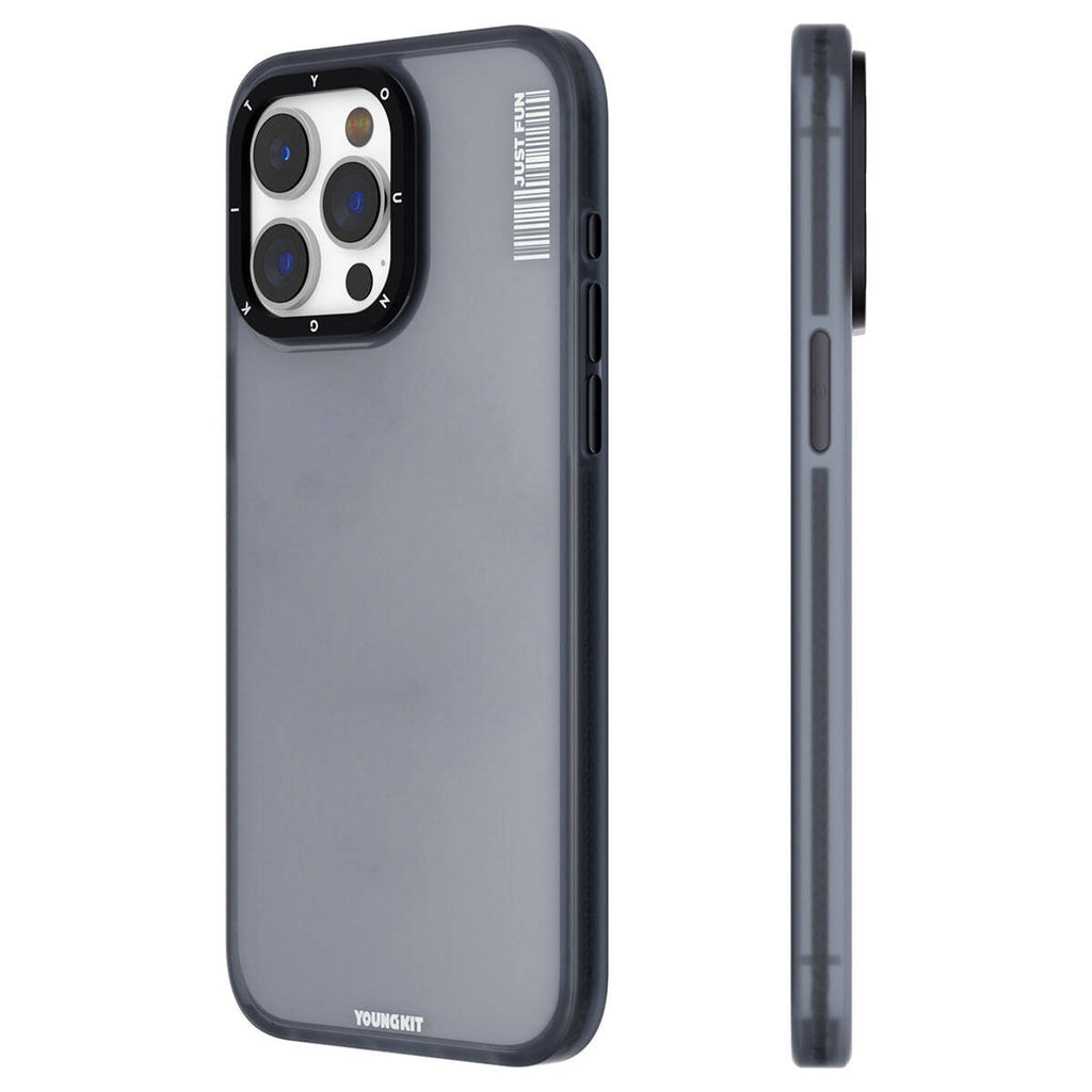 Apple iPhone 15 Pro Max Kılıf Buzlu Mat Tasarım Youngkit Colored Sand Serisi Kapak Siyah