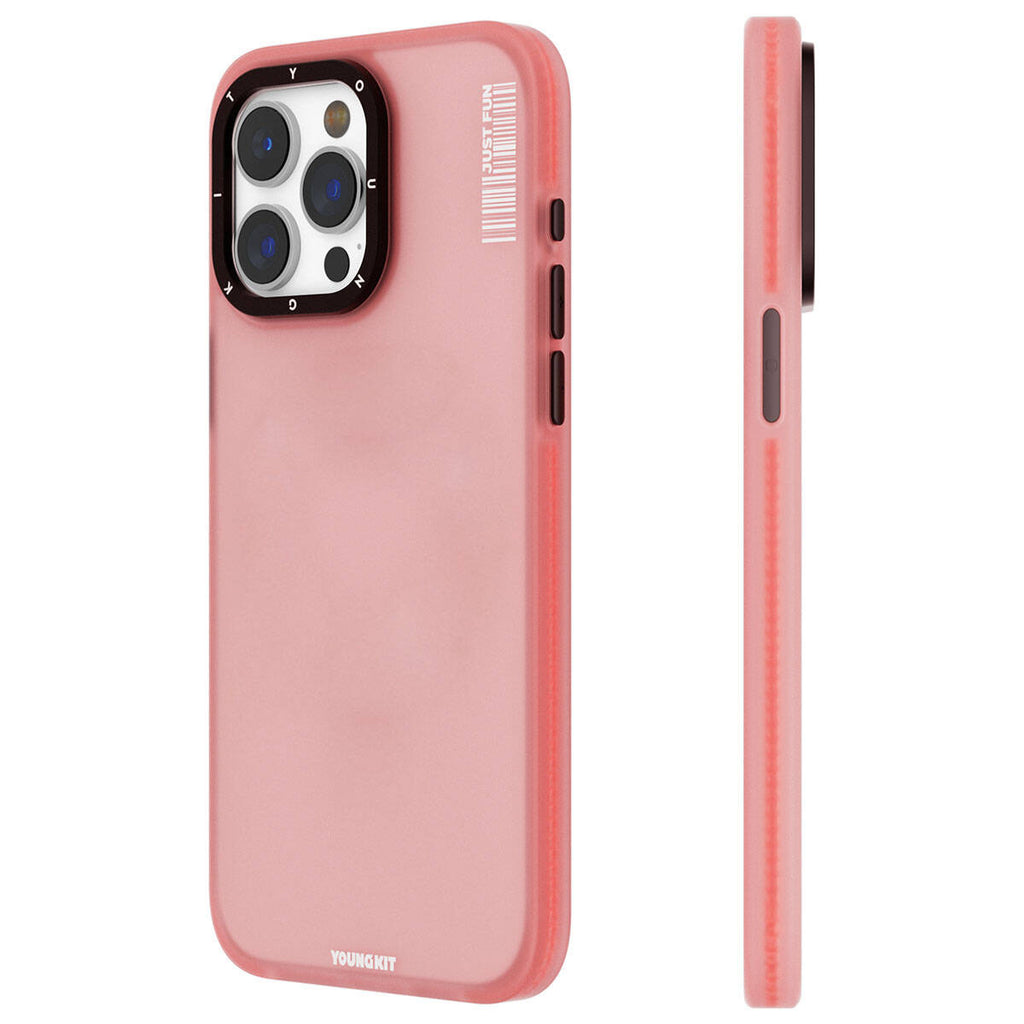 Apple iPhone 15 Pro Max Kılıf Buzlu Mat Tasarım Youngkit Colored Sand Serisi Kapak Pembe