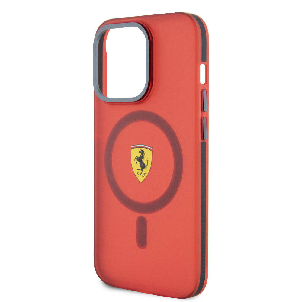 Apple iPhone 15 Pro Max Kılıf Ferrari Orjinal Lisanslı M-safe Şarj Özellikli Kontrast Bumper Kapak Siyah