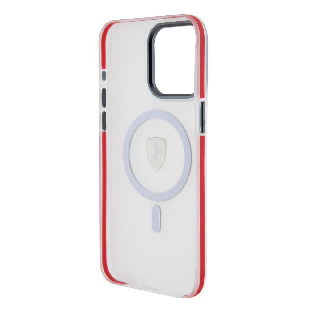 Apple iPhone 15 Pro Max Kılıf Ferrari Orjinal Lisanslı M-safe Şarj Özellikli Kontrast Bumper SF Ring Kapak Siyah