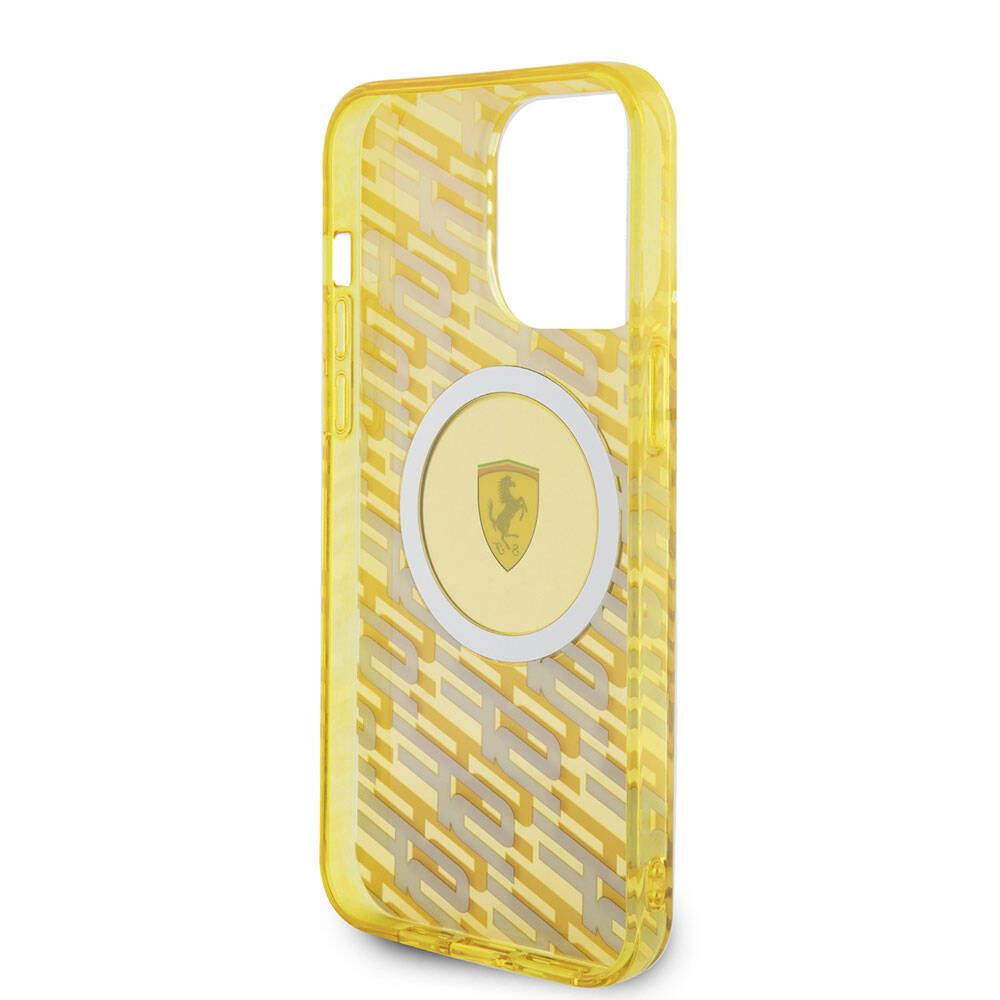 Apple iPhone 15 Pro Max Kılıf Ferrari Orjinal Lisanslı M-safe Şarj Özellikli Multi SF Kapak Sarı