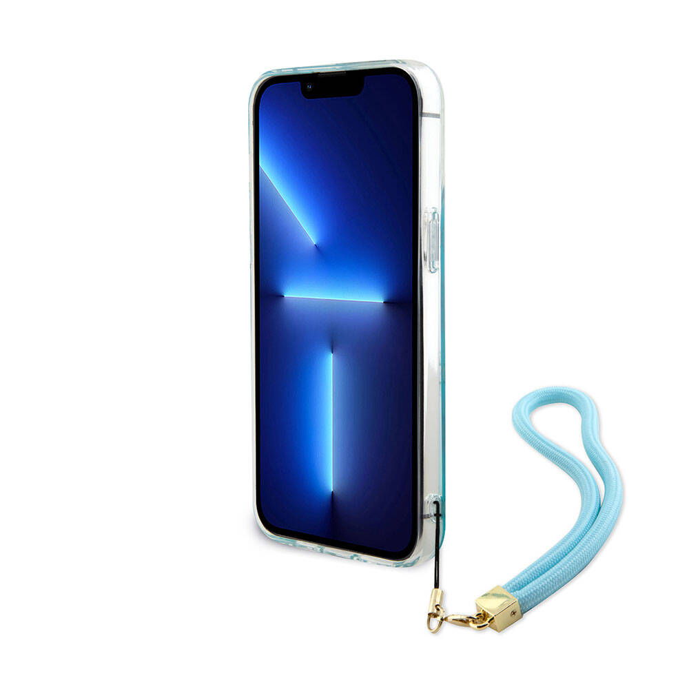 Apple iPhone 15 Pro Max Kılıf Guess Orjinal Lisanslı Desenli Yazı Logolu Askı İpli Holografik Glitter Peony Kapak Siyah