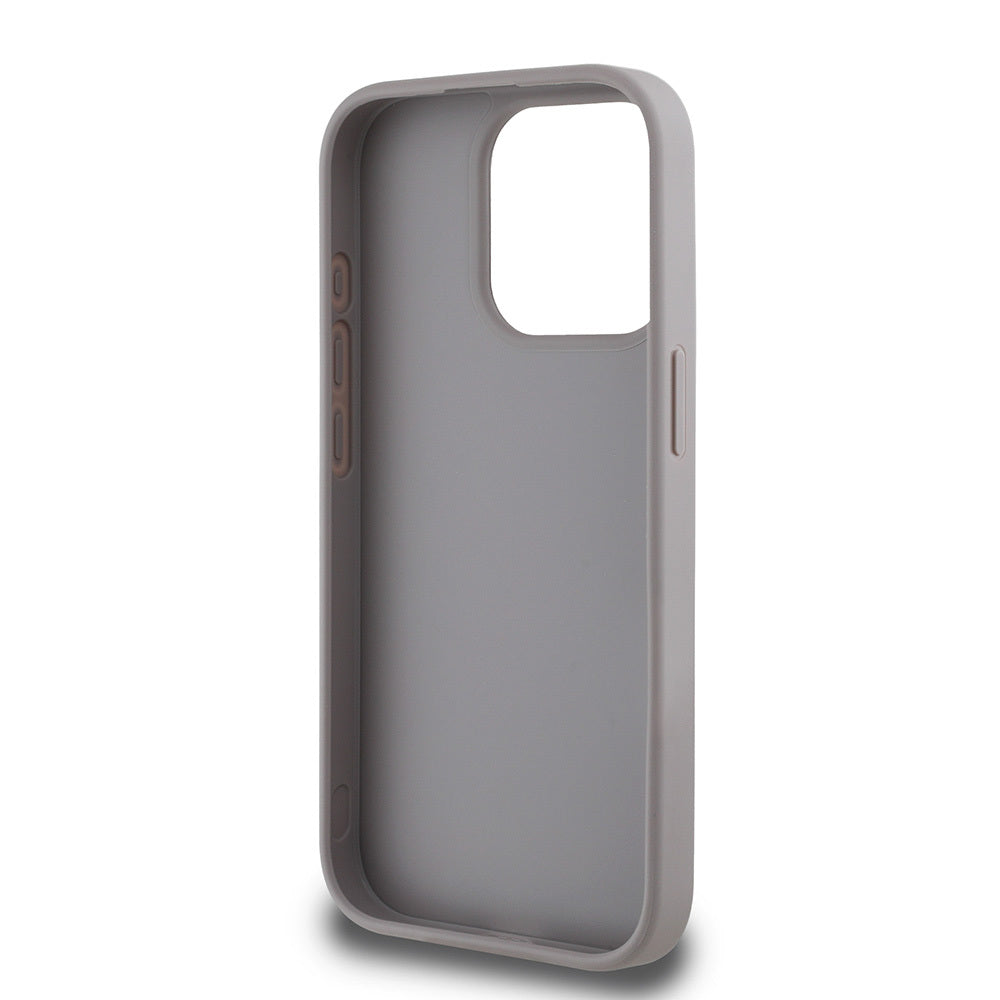 Apple iPhone 15 Pro Max Kılıf Guess Orjinal Lisanslı Gül Baskılı Büyük Metal Logo Dizaynlı Kapak Mor