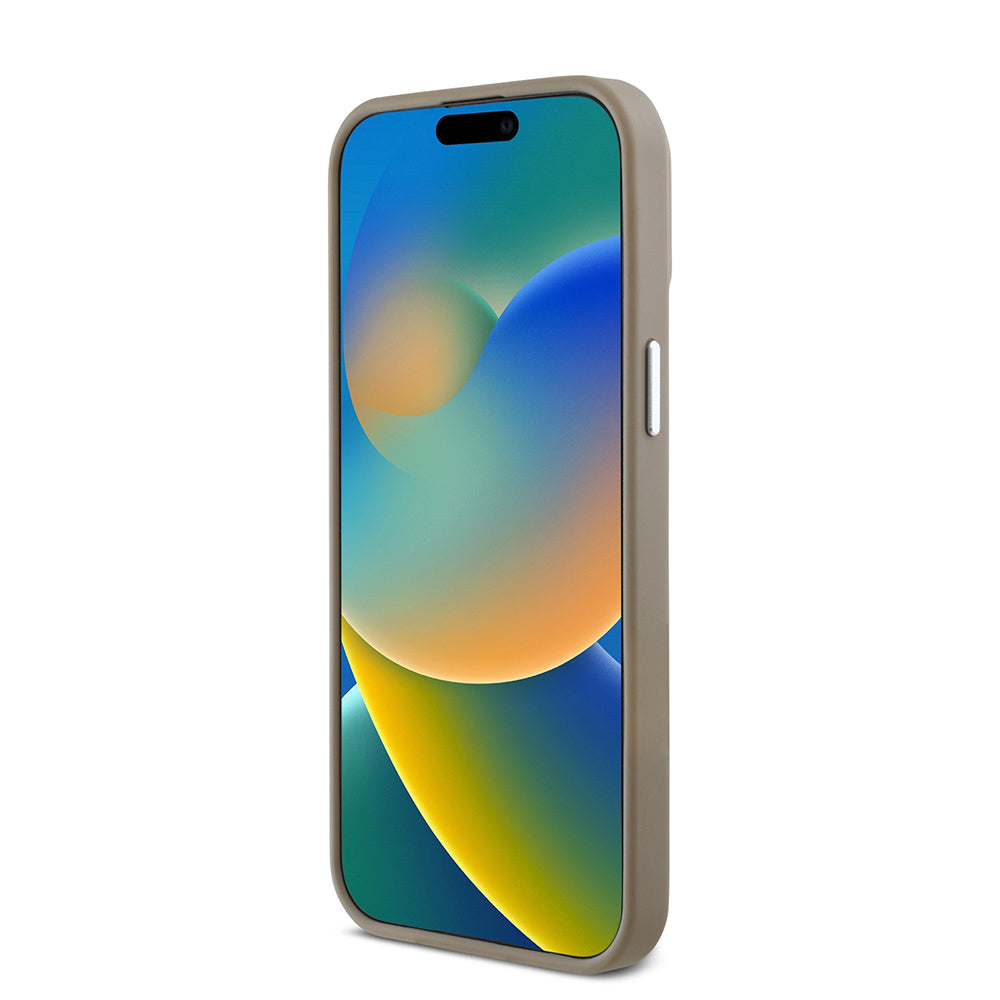 Apple iPhone 15 Pro Max Kılıf Guess Orjinal Lisanslı M-safe Şarj Özellikli Grained Triangle Kapak Siyah