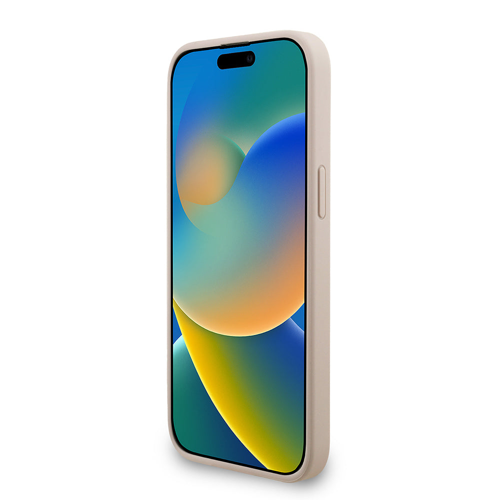 Apple iPhone 15 Pro Max Kılıf Guess Orjinal Lisanslı M-safe Şarj Özellikli PU Deri Bilek Askı İpli Yazı Logolu Kapak Siyah