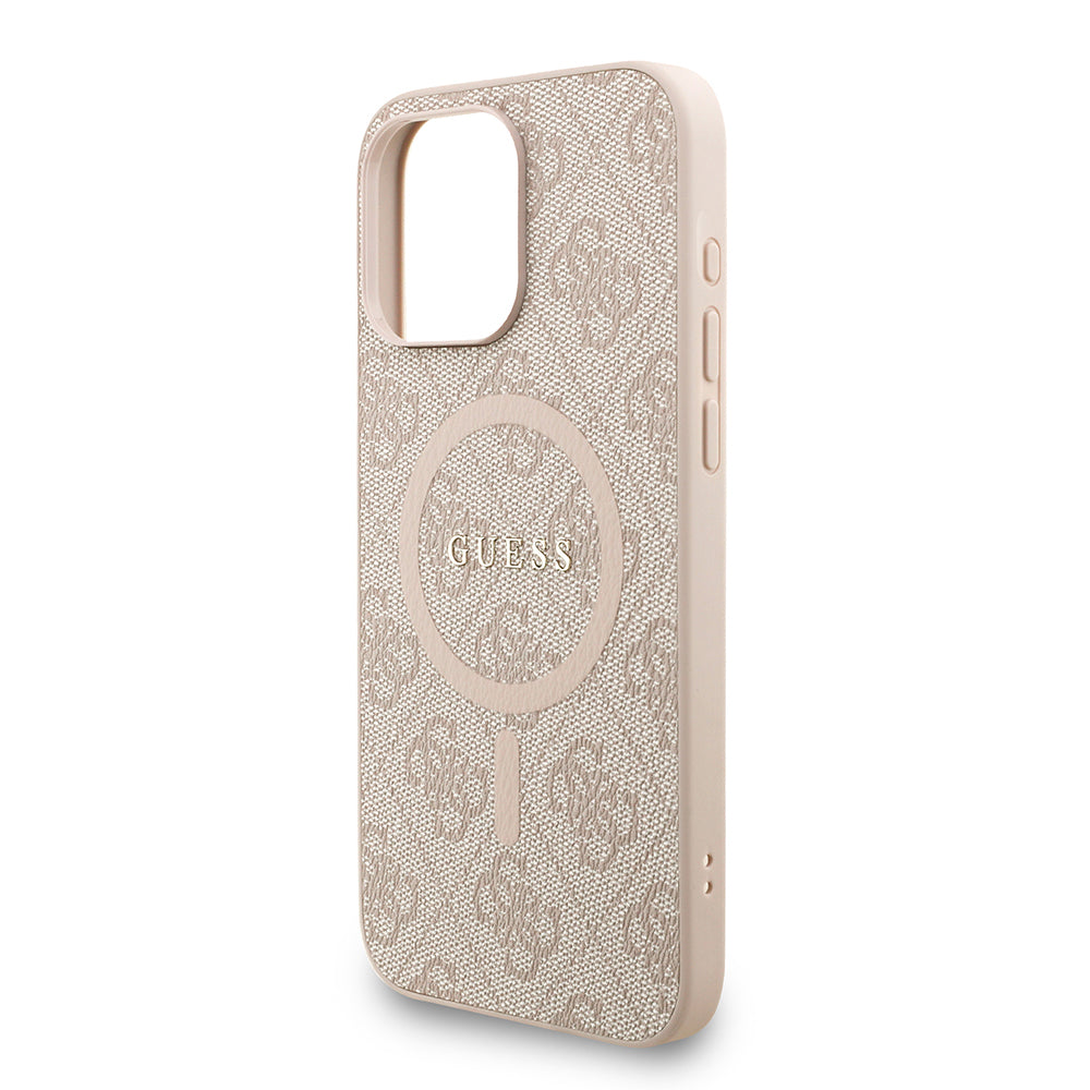 Apple iPhone 15 Pro Max Kılıf Guess Orjinal Lisanslı M-safe Şarj Özellikli PU Deri Bilek Askı İpli Yazı Logolu Kapak Siyah