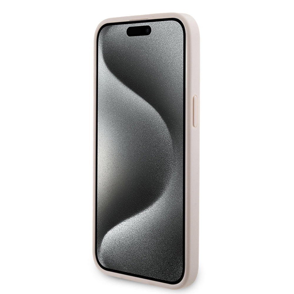 Apple iPhone 15 Pro Max Kılıf Guess Orjinal Lisanslı M-safe Şarj Özellikli 4G Şerit Tasarımlı Printed Kapak Kahverengi