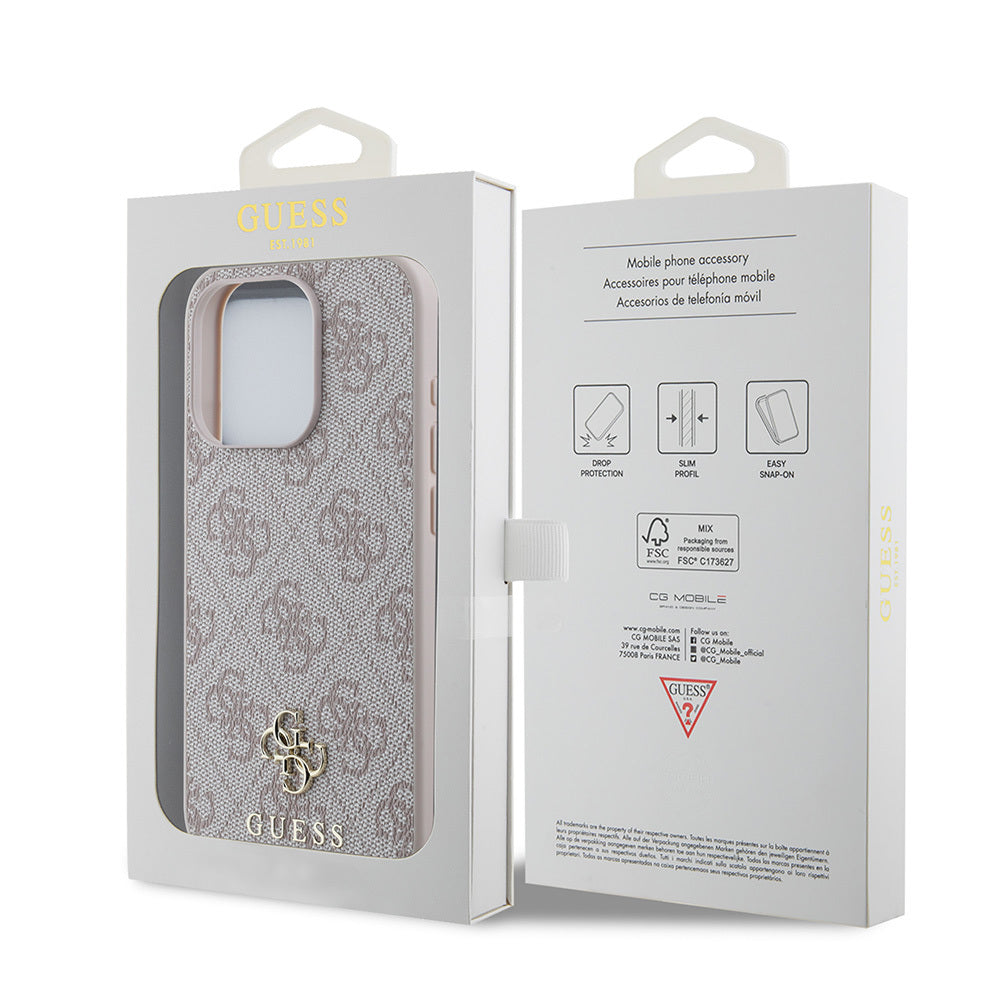 Apple iPhone 15 Pro Max Kılıf Guess Orjinal Lisanslı M-safe Şarj Özellikli Small 4G Classic Kapak Kahverengi