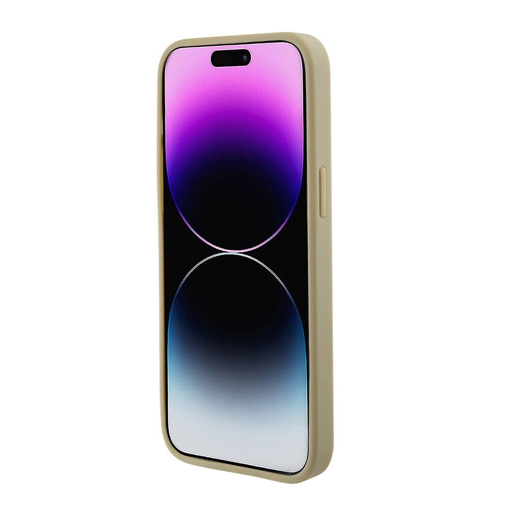 Apple iPhone 15 Pro Max Kılıf Guess Orjinal Lisanslı M-safe Şarj Özellikli Yazı Logolu Saffiano Kapak Siyah