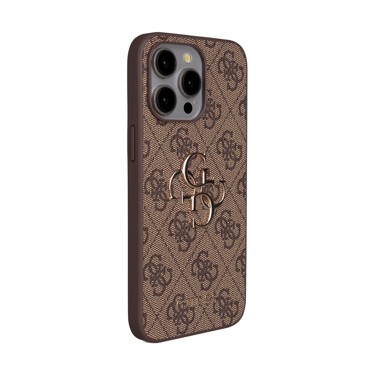 Apple iPhone 15 Pro Max Kılıf Guess Orjinal Lisanslı PU Deri 4G Büyük Metal Logolu Çapraz Vücut Askılı Kapak Pembe