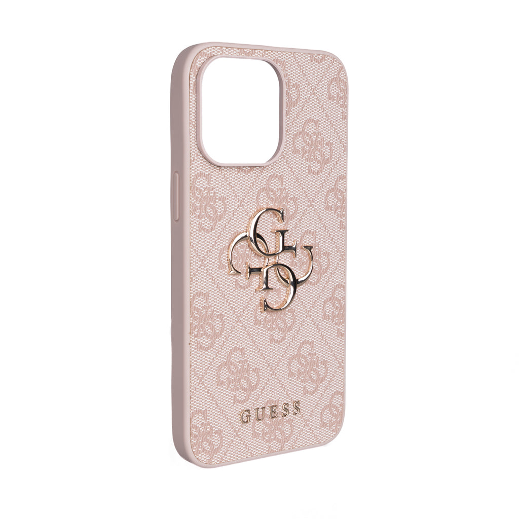 Apple iPhone 15 Pro Max Kılıf Guess Orjinal Lisanslı PU Deri 4G Büyük Metal Logolu Çapraz Vücut Askılı Kapak Kahverengi