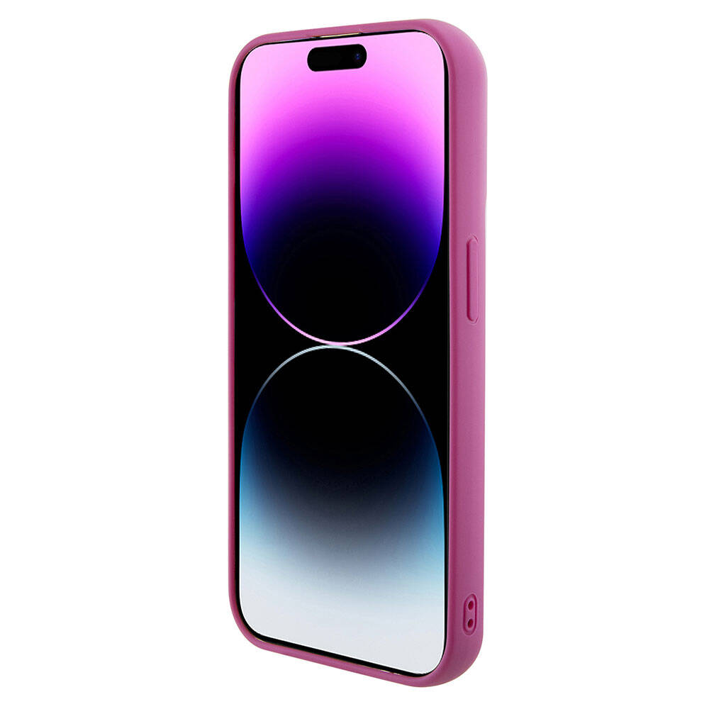 Apple iPhone 15 Pro Max Kılıf Guess Orjinal Lisanslı Pullu Arka Yüzey Metal Yazı Logolu Sequin Script Kapak Pembe