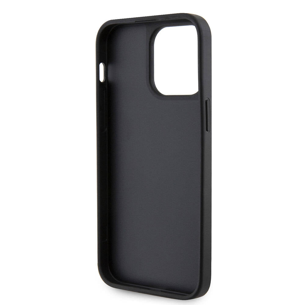 Apple iPhone 15 Pro Max Kılıf Guess Orjinal Lisanslı Taşlı Arka Yüzey Üçgen Logolu Kapak Gümüş