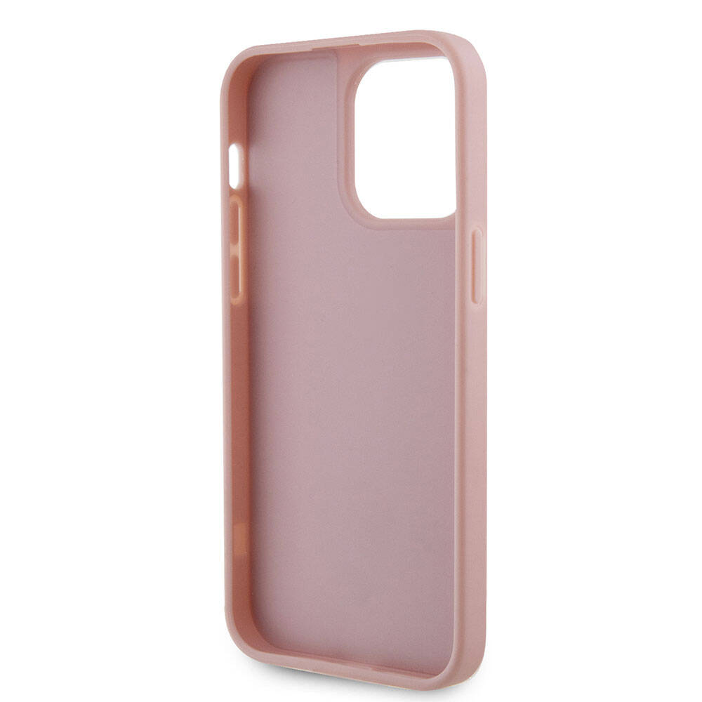 Apple iPhone 15 Pro Max Kılıf Guess Orjinal Lisanslı Taşlı Arka Yüzey Üçgen Logolu Kapak Gold