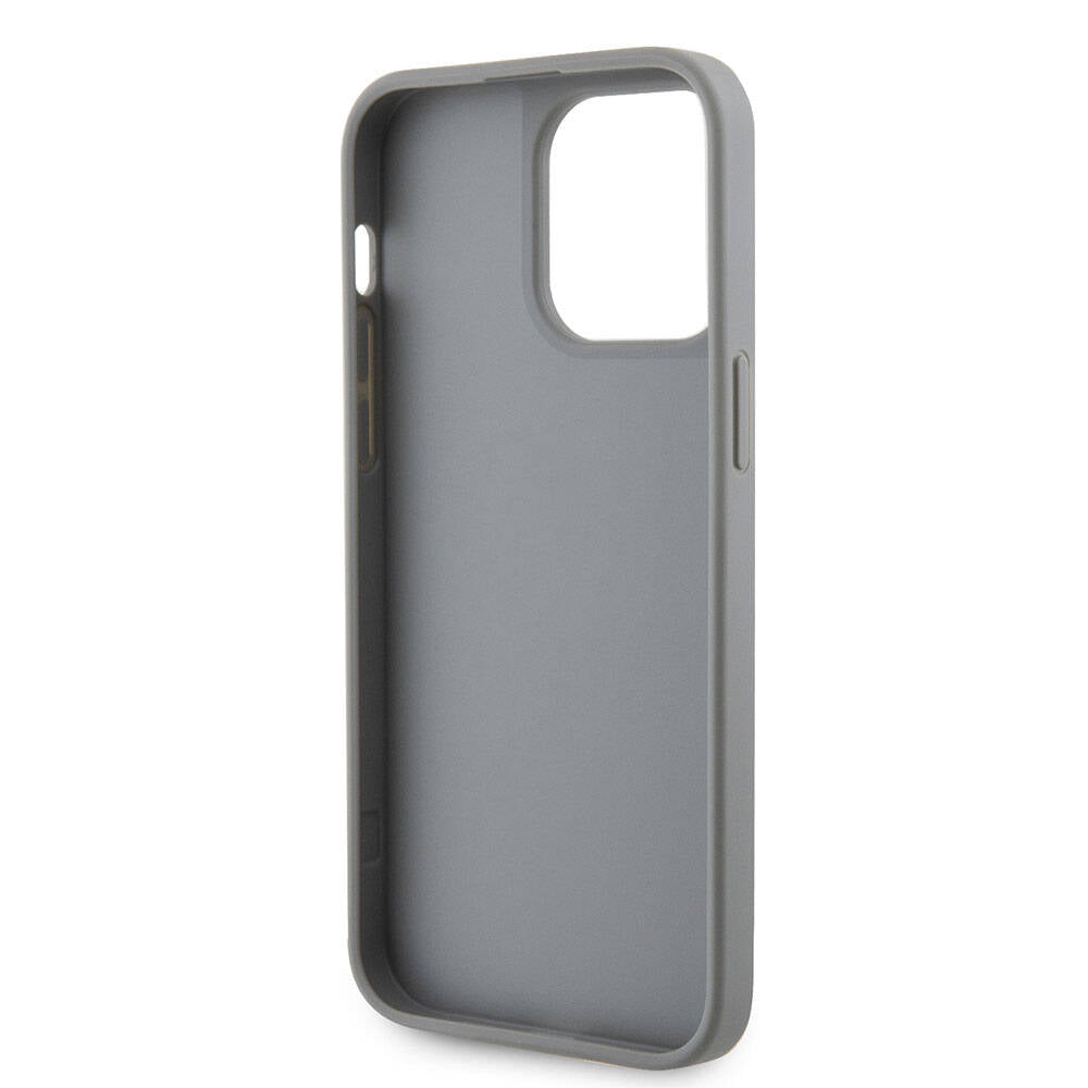 Apple iPhone 15 Pro Max Kılıf Guess Orjinal Lisanslı Taşlı Arka Yüzey Üçgen Logolu Kapak Pembe