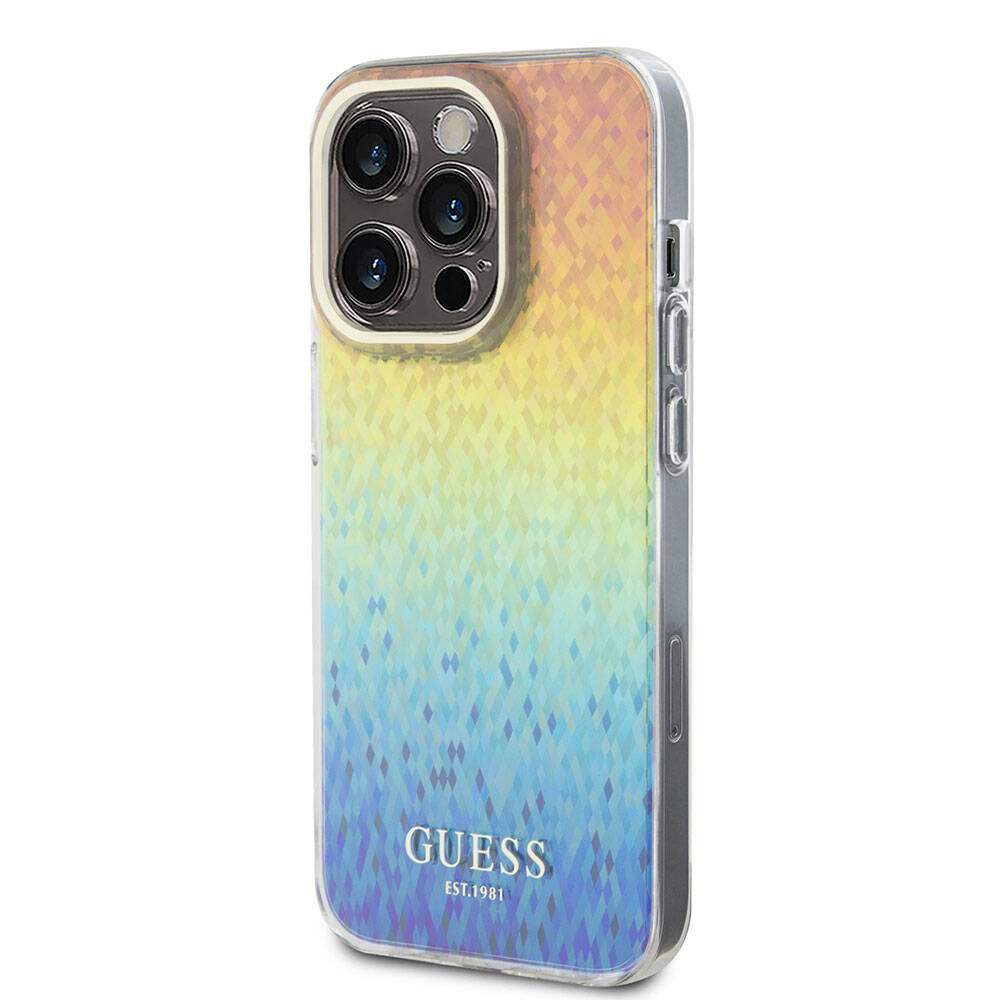Apple iPhone 15 Pro Max Kılıf Guess Orjinal Lisanslı Yazı Logolu Mirror Disco Kapak Colorful