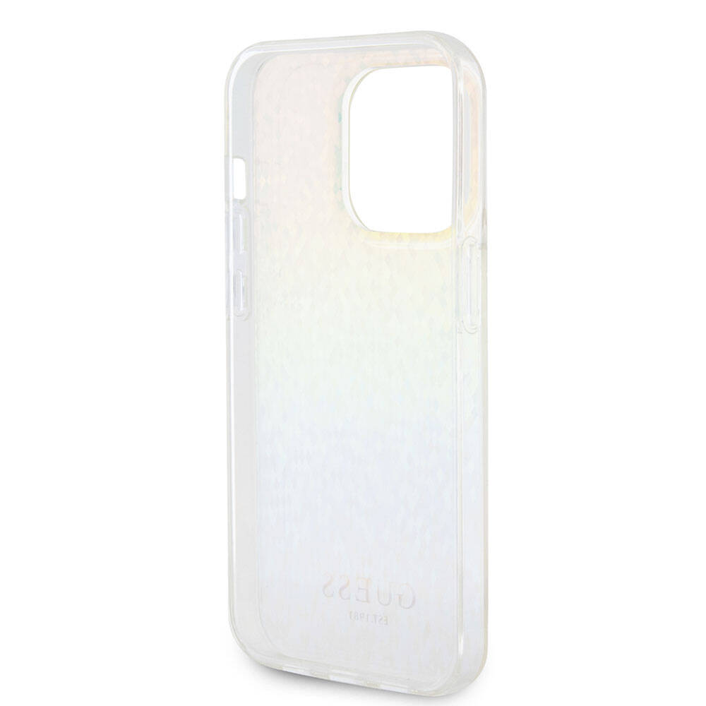 Apple iPhone 15 Pro Max Kılıf Guess Orjinal Lisanslı Yazı Logolu Mirror Disco Kapak Colorful