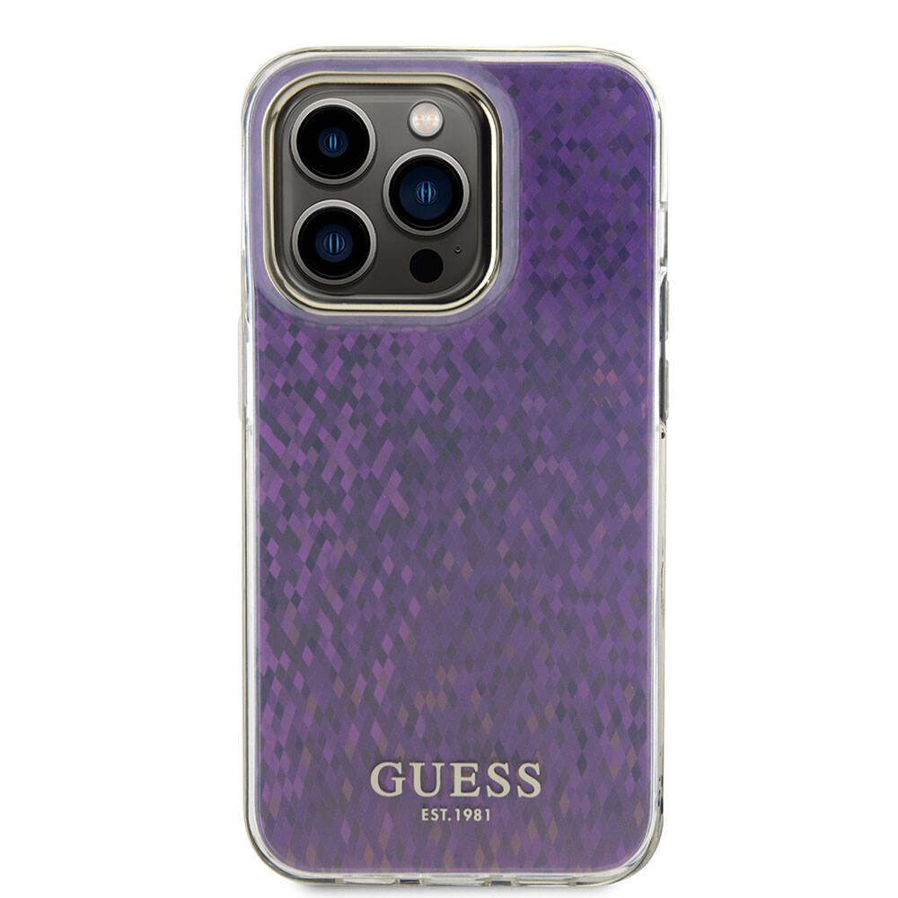 Apple iPhone 15 Pro Max Kılıf Guess Orjinal Lisanslı Yazı Logolu Mirror Disco Kapak Colorful