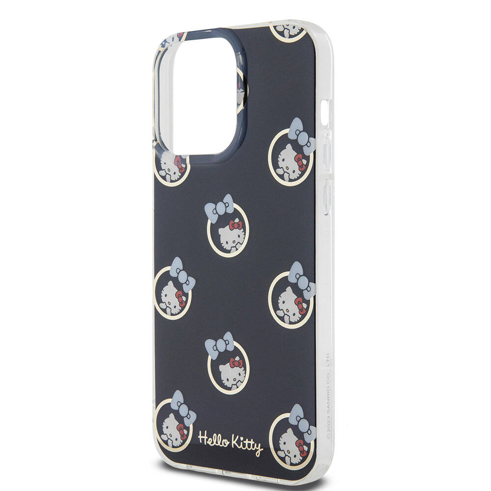 Apple iPhone 15 Pro Max Kılıf Hello Kitty Orjinal Lisanslı Elektroplating Kaplama Kabarcık Baskılı Kapak Beyaz