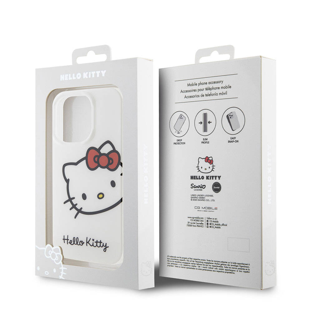 Apple iPhone 15 Pro Max Kılıf Hello Kitty Orjinal Lisanslı Yazı ve İkonik Logolu Kitty Head Kapak Pembe
