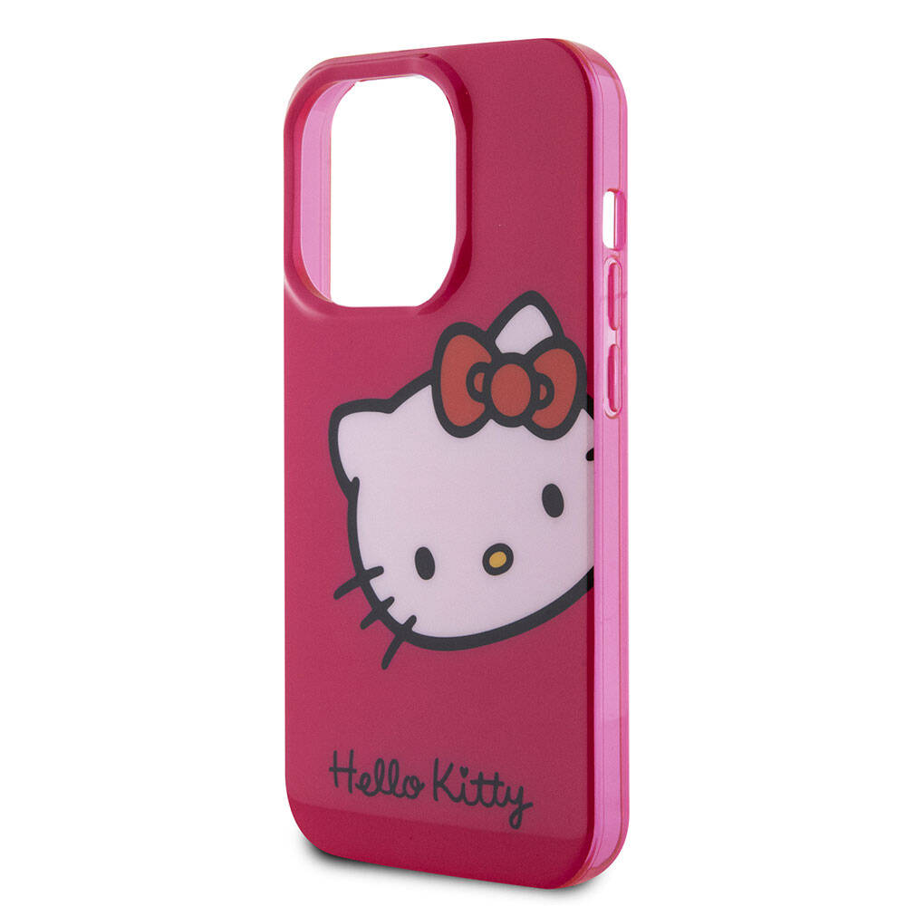 Apple iPhone 15 Pro Max Kılıf Hello Kitty Orjinal Lisanslı Yazı ve İkonik Logolu Kitty Head Kapak Beyaz