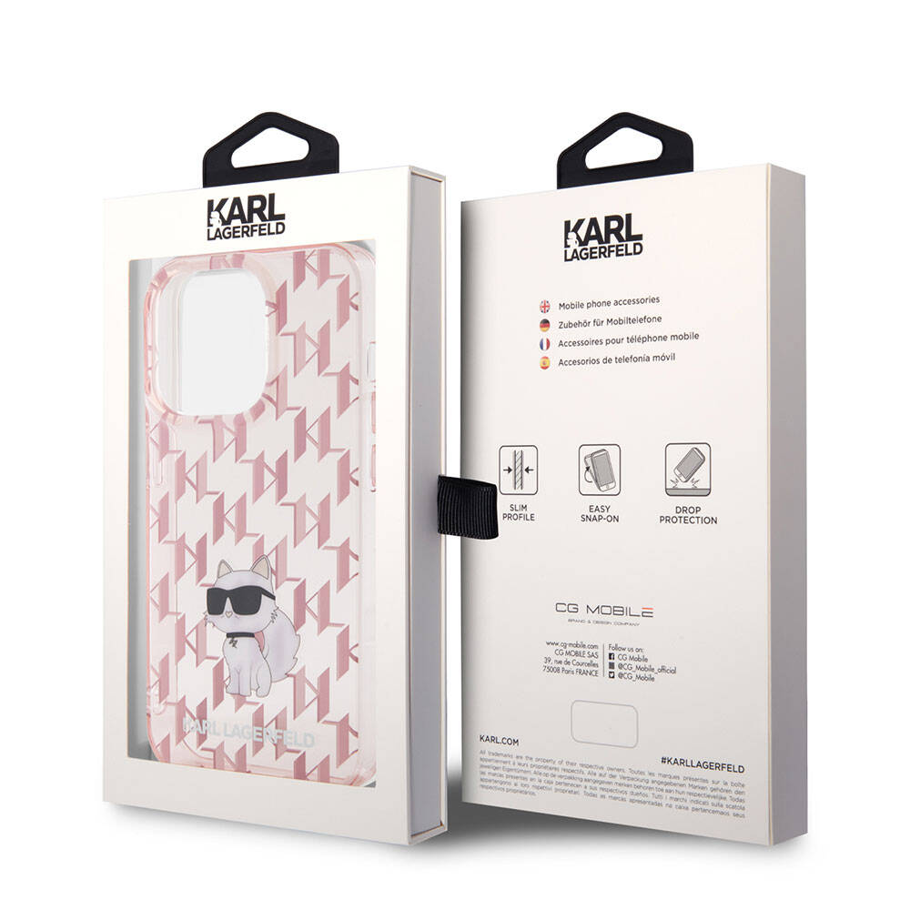 Apple iPhone 15 Pro Max Kılıf Karl Lagerfeld IML C Monogram Orjinal Lisanslı Kapak Renksiz