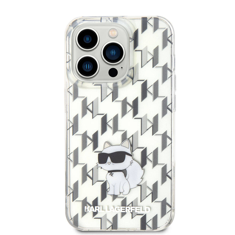 Apple iPhone 15 Pro Max Kılıf Karl Lagerfeld IML C Monogram Orjinal Lisanslı Kapak Renksiz