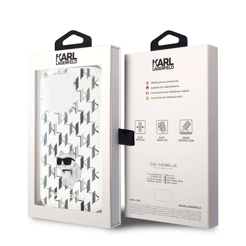 Apple iPhone 15 Pro Max Kılıf Karl Lagerfeld IML C Monogram Orjinal Lisanslı Kapak Pembe