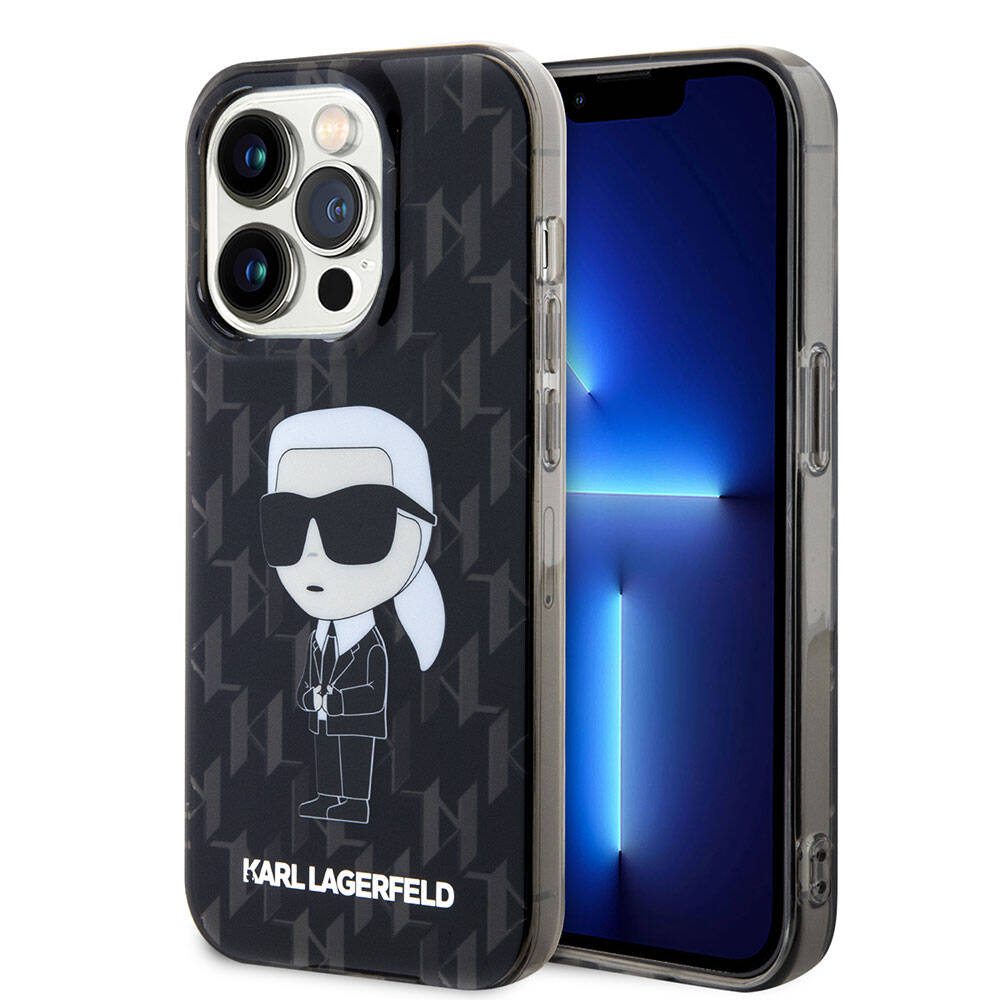 Apple iPhone 15 Pro Max Kılıf Karl Lagerfeld IML İkonik Monogram Orjinal Lisanslı Kapak Renksiz