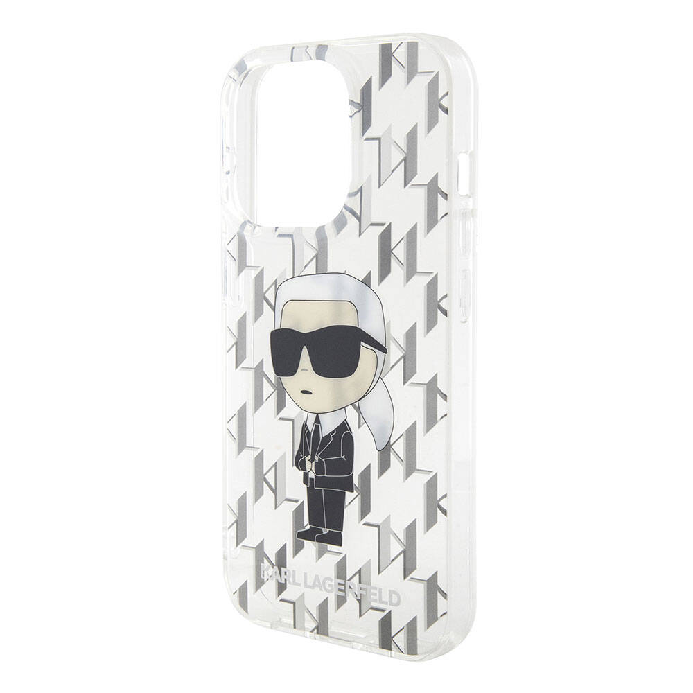 Apple iPhone 15 Pro Max Kılıf Karl Lagerfeld IML İkonik Monogram Orjinal Lisanslı Kapak Siyah