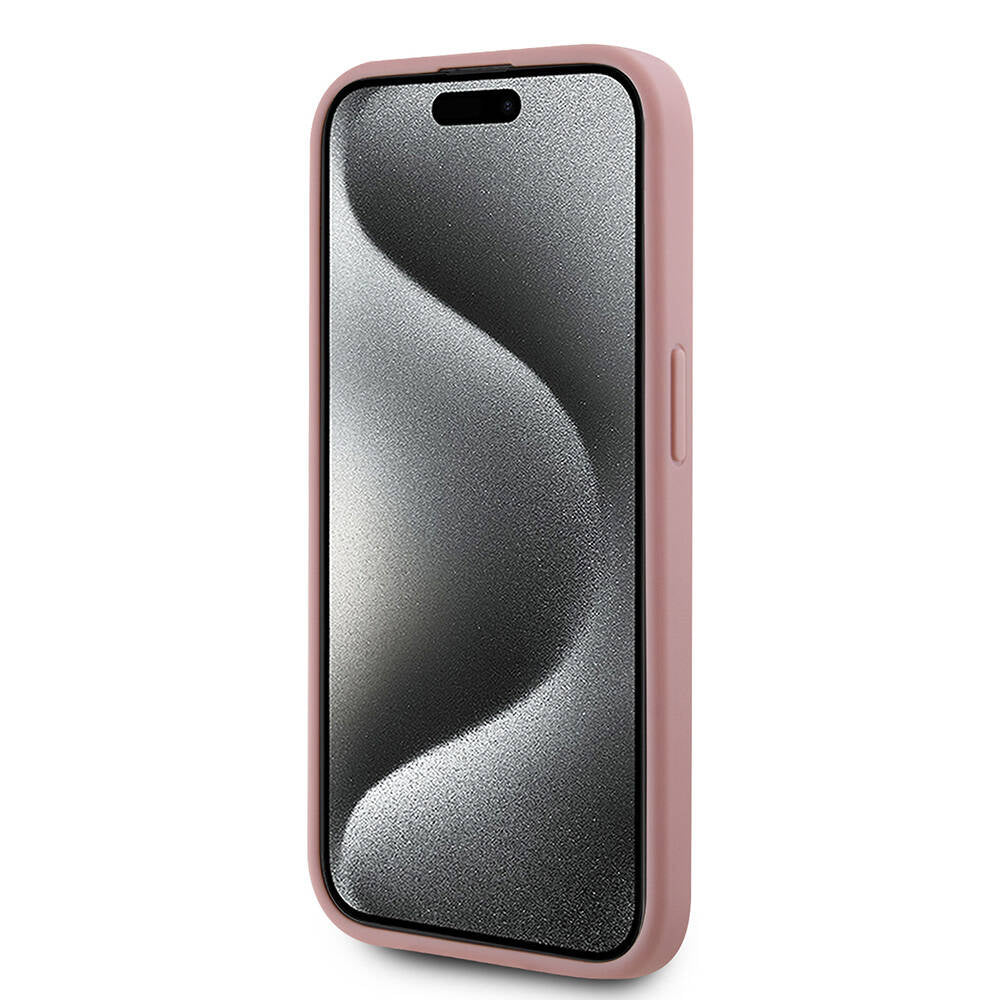 Apple iPhone 15 Pro Max Kılıf Karl Lagerfeld Orjinal Lisanslı 3D KL Yazılı Tüylü Arka Yüzey Saffiano Rhinestones Kapak Gold