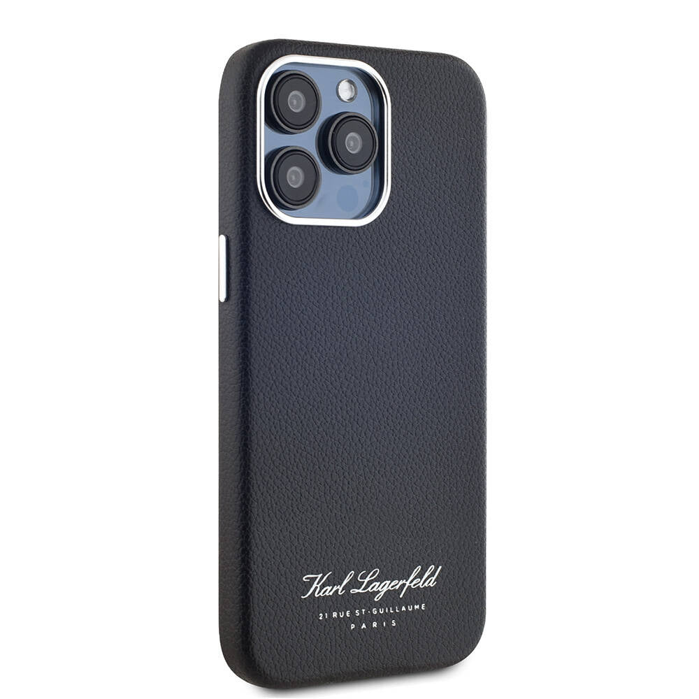 Apple iPhone 15 Pro Max Kılıf Karl Lagerfeld Orjinal Lisanslı KL Yazılı Hotel Kapak Gri