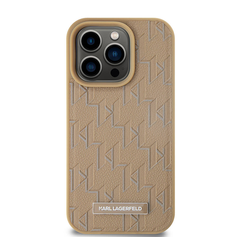 Apple iPhone 15 Pro Max Kılıf Karl Lagerfeld Orjinal Lisanslı M-safe Şarj Özellikli KL Yazılı Hot Stamp Kapak Siyah