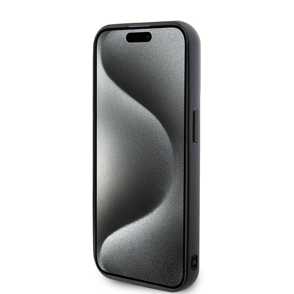 Apple iPhone 15 Pro Max Kılıf Karl Lagerfeld Silikon 3D K&C Logo Orjinal Lisanslı Kapak Siyah