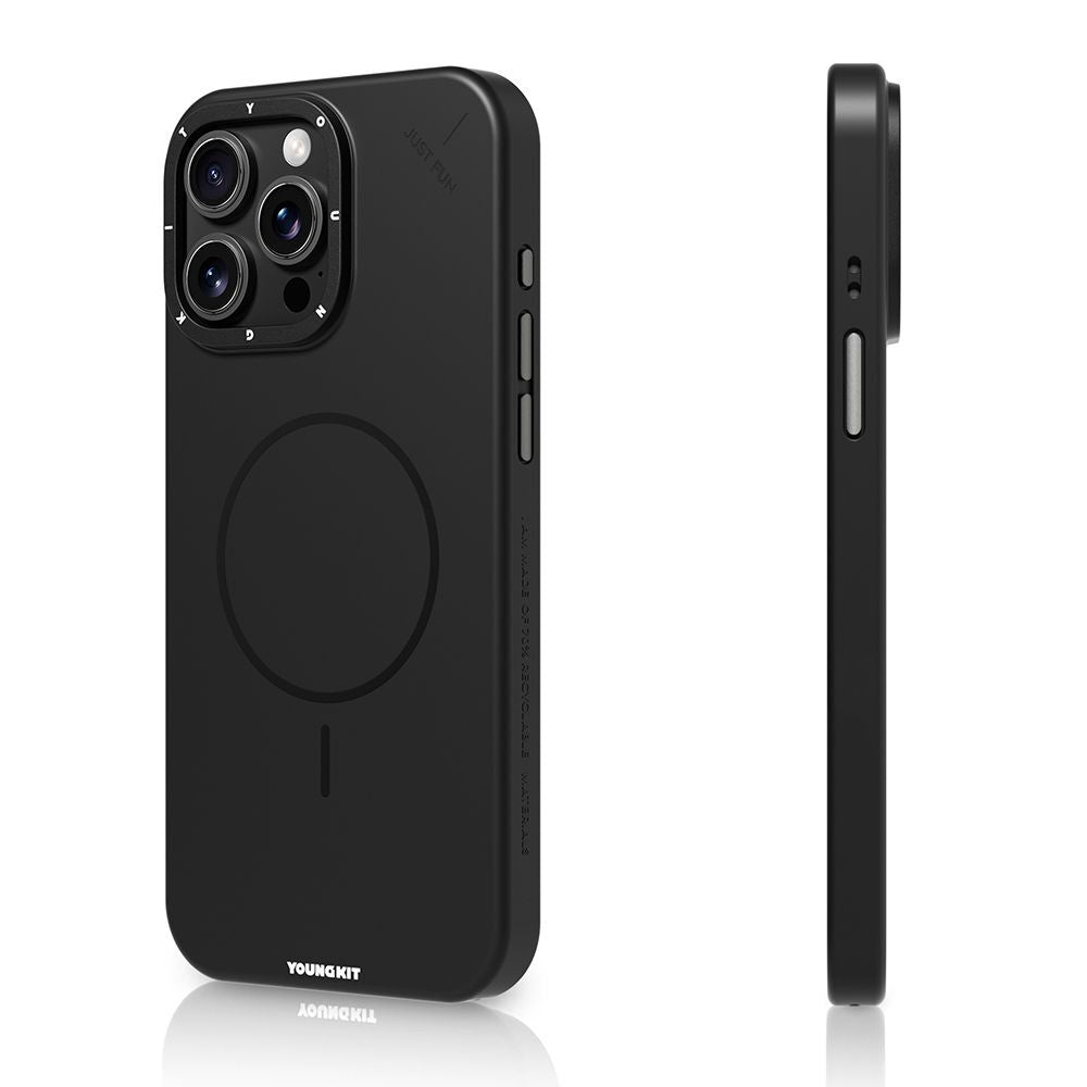 Apple iPhone 15 Pro Max Kılıf M-safe Şarj Özellikli Youngkit Dynamag Serisi Kapak Gri