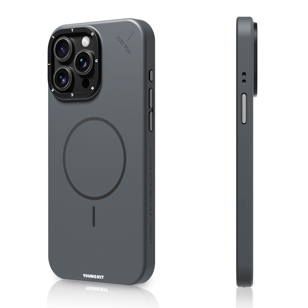 Apple iPhone 15 Pro Max Kılıf M-safe Şarj Özellikli Youngkit Dynamag Serisi Kapak Siyah