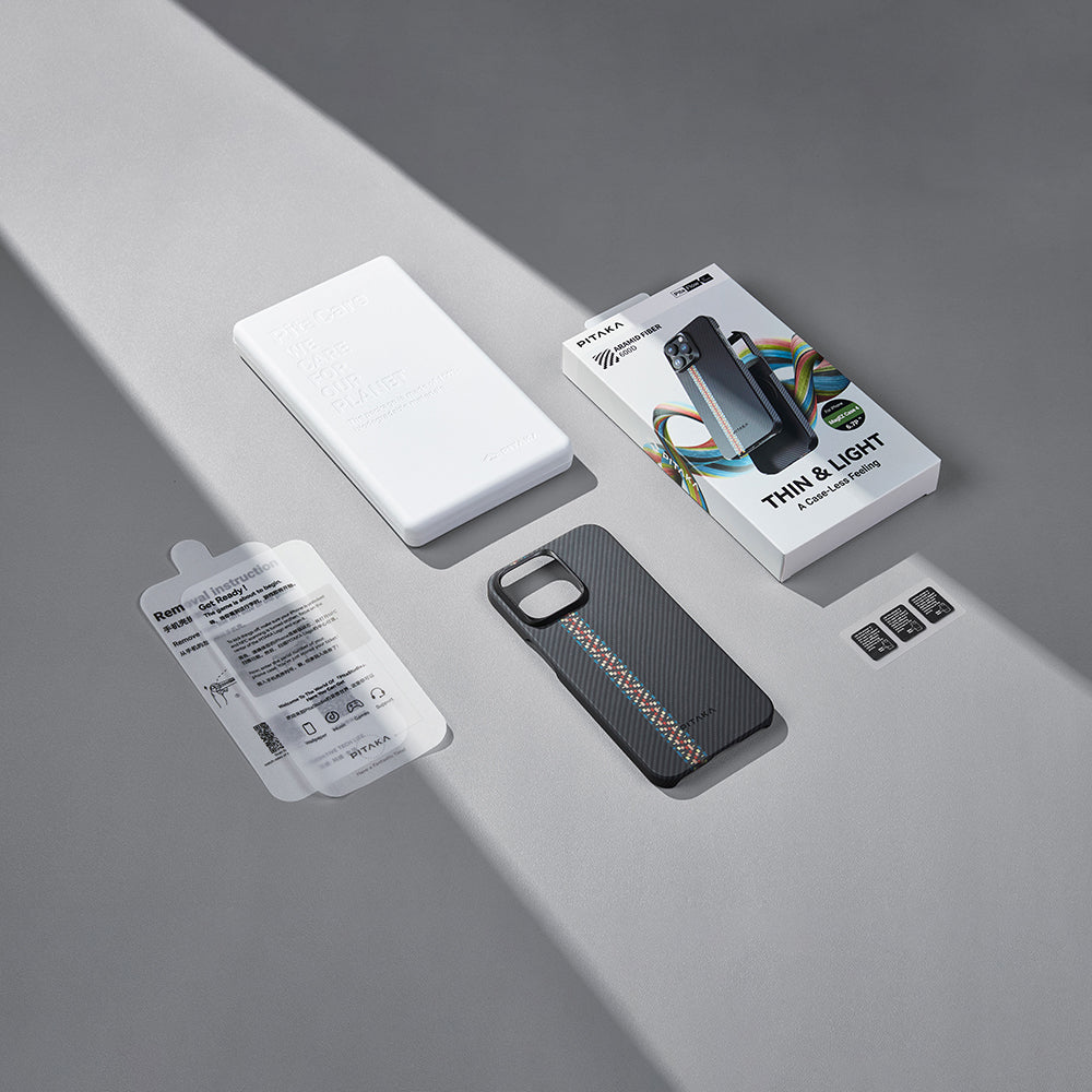 Apple iPhone 15 Pro Max Kılıf M-safe Şarj Özellikli 600D Aramid Fiber Pitaka Tactile Woven Orchestra Serisi Rhapsody Kapak Siyah