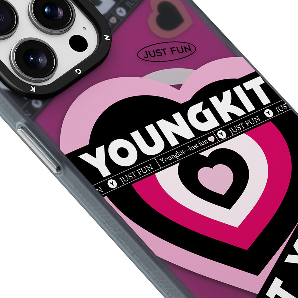 Apple iPhone 15 Pro Max Kılıf M-safe Şarj Özellikli Airbagli Çift Katmanlı Youngkit Flipped Serisi Kapak Pembe