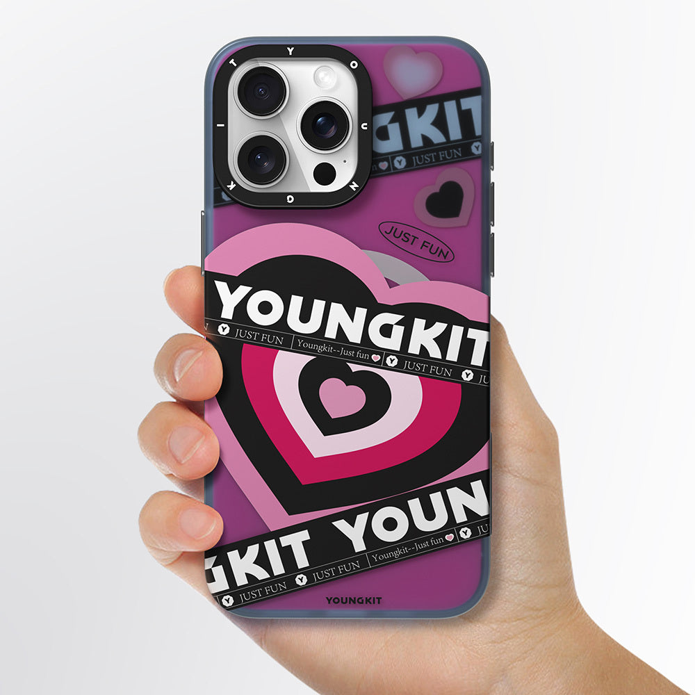 Apple iPhone 15 Pro Max Kılıf M-safe Şarj Özellikli Airbagli Çift Katmanlı Youngkit Flipped Serisi Kapak Pembe