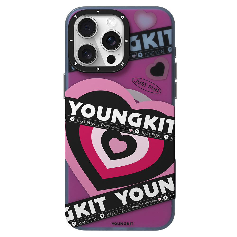 Apple iPhone 15 Pro Max Kılıf M-safe Şarj Özellikli Airbagli Çift Katmanlı Youngkit Flipped Serisi Kapak Mavi