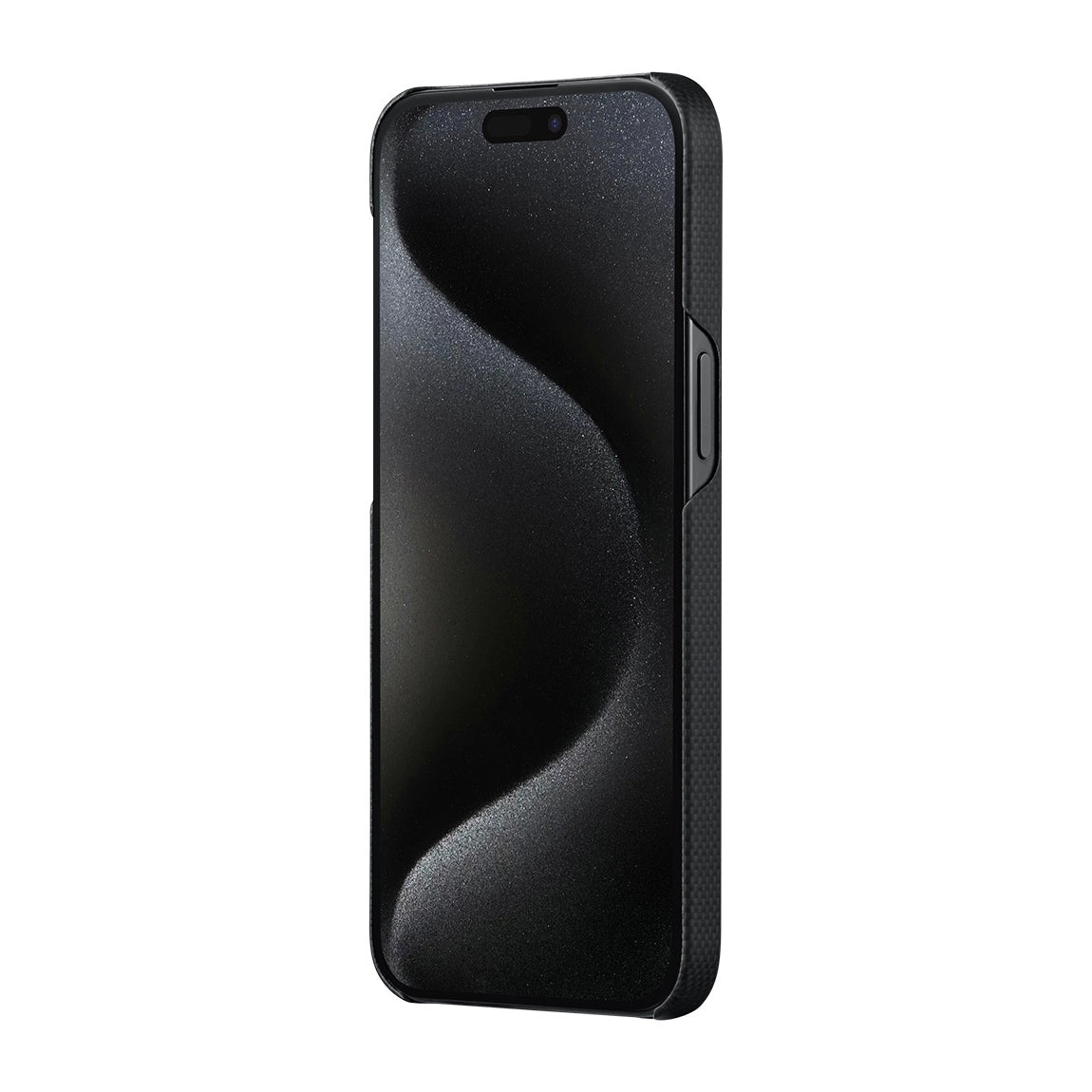 Apple iPhone 15 Pro Max Kılıf M-safe Şarj Özellikli Aramid Fiber Pitaka Tactile Woven Break The Line Kapak Siyah