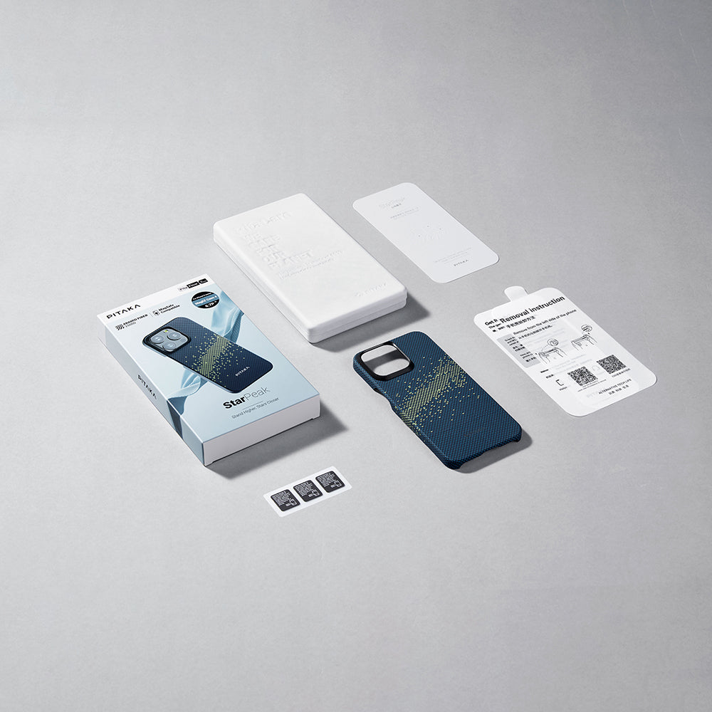 Apple iPhone 15 Pro Max Kılıf M-safe Şarj Özellikli Aramid Fiber Pitaka Tactile Woven Starpeak Serisi Milky Way Galaxy Kapak Mavi