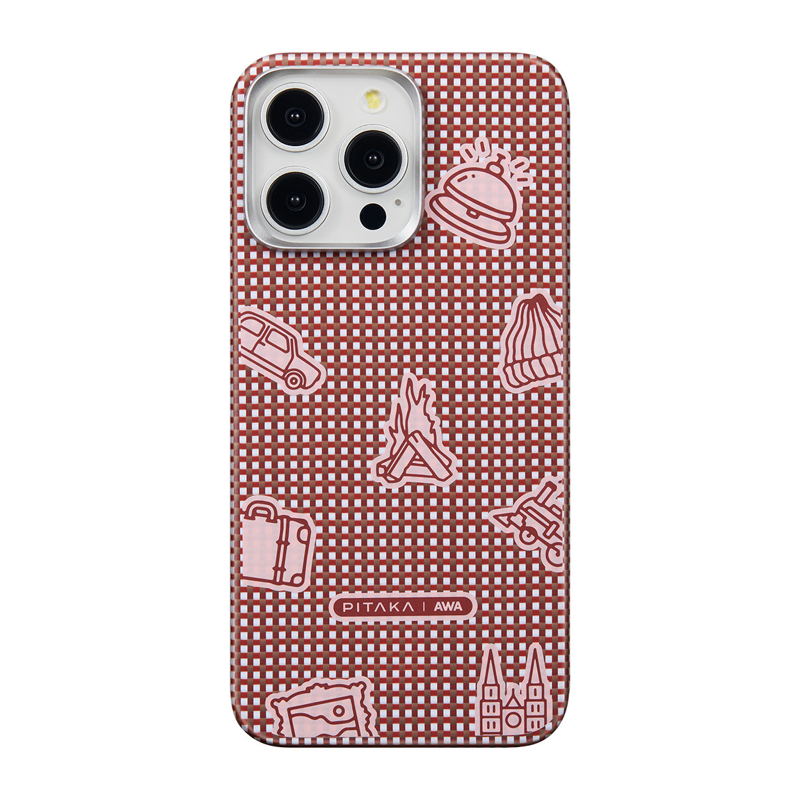 Apple iPhone 15 Pro Max Kılıf M-safe Şarj Özellikli Awa Tasarımlı 1500D Aramid Fiber Pitaka Ultra-Slim Classic Serisi Bonfire Kapak Kırmızı