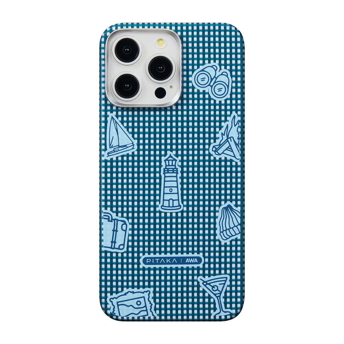 Apple iPhone 15 Pro Max Kılıf M-safe Şarj Özellikli Awa Tasarımlı 1500D Aramid Fiber Pitaka Ultra-Slim Classic Serisi Ocean Kapak Mavi