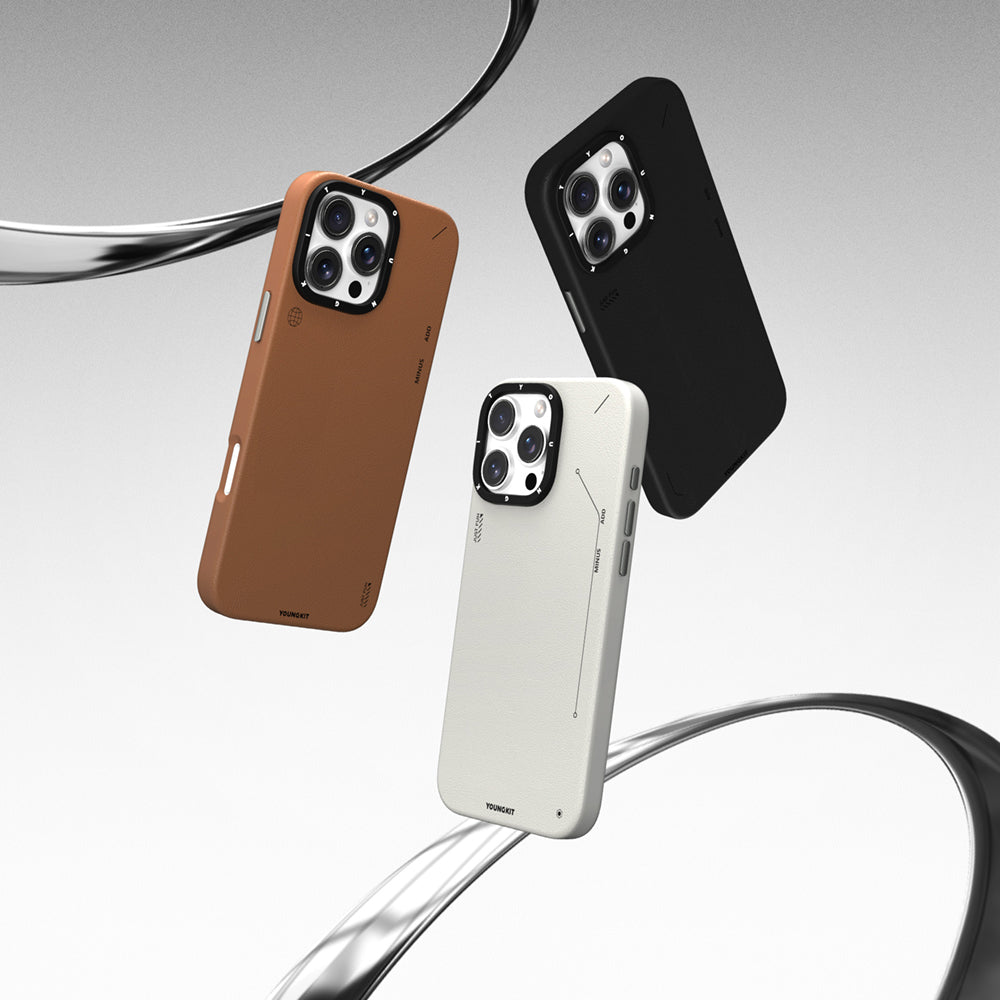 Apple iPhone 15 Pro Max Kılıf M-safe Şarj Özellikli Basit Mat Deri Desenli Youngkit Tech Fashion Serisi Kapak Siyah