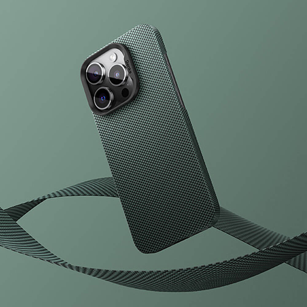 Apple iPhone 15 Pro Max Kılıf M-safe Şarj Özellikli Benks ArmorTint Serisi ArmorAir Kevlar Kapak Yeşil