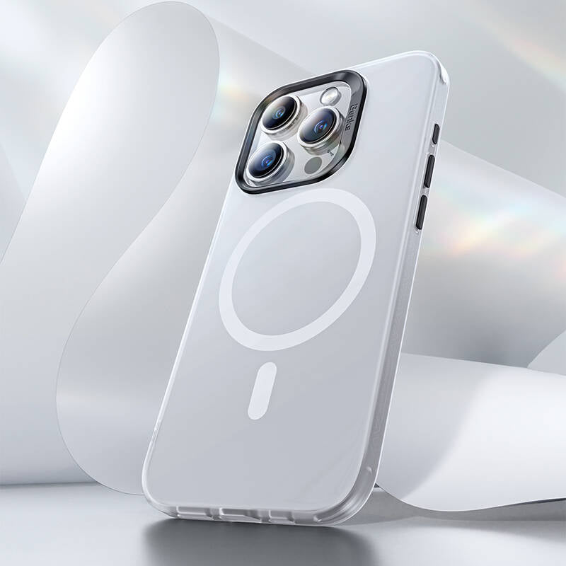 Apple iPhone 15 Pro Max Kılıf M-safe Şarj Özellikli Benks Lucid Armor Kapak Gri