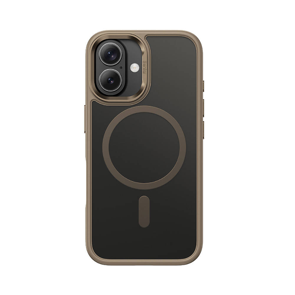 Apple iPhone 16 Kılıf M-safe Şarj Özellikli Benks Mist Protective Kapak Titanyum-Gold